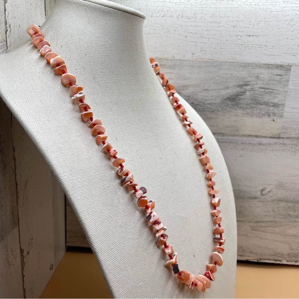 Beautiful Unsigned Salmon Color Shell Nugget Seed… - image 3